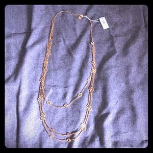 tory burch multi strand logo necklace